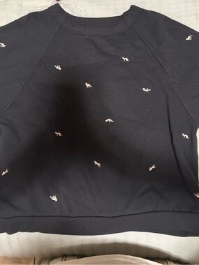Universal Thread Navy Short Sleeve Pullover with Pink Pony Embroidery